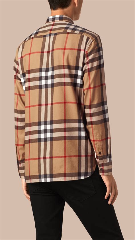 flannel long sleeve burberry|burberry flannel shirt men's.